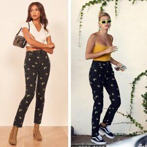 Reformation Stevie Ultra High Rise Jean In Floral Monterey Embroidery Size 24